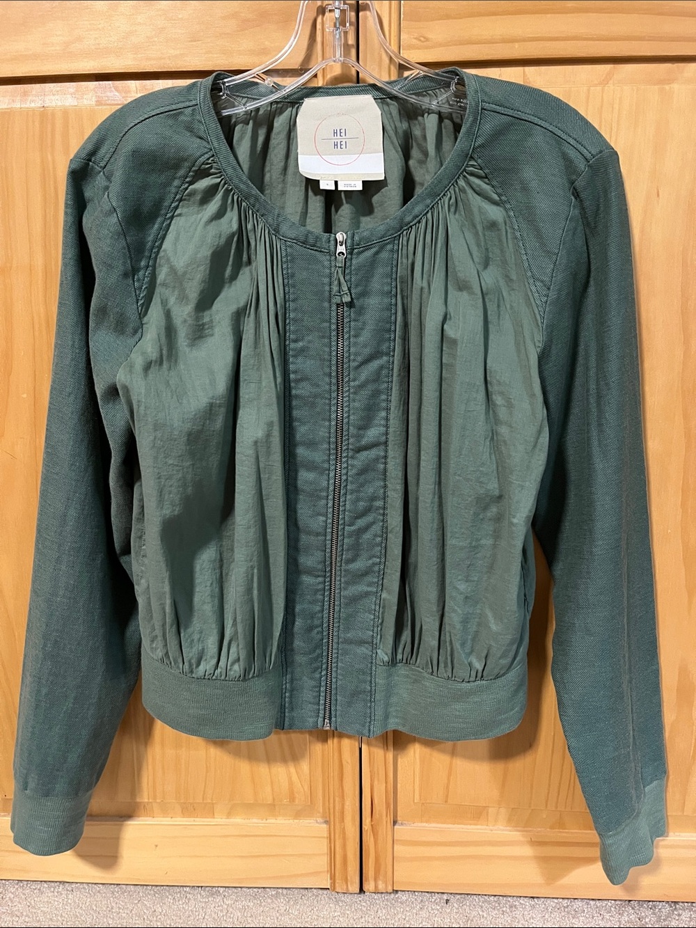 Anthropologie Forest Green Bomber Zip Jacket